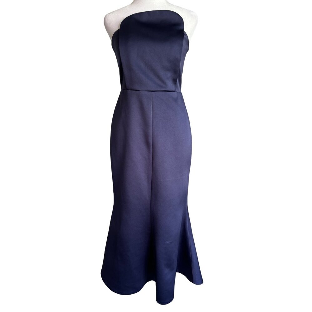Elliatt Formal Dress Navy Satin‎ Mermaid Revolve Size Small Fitted NWT